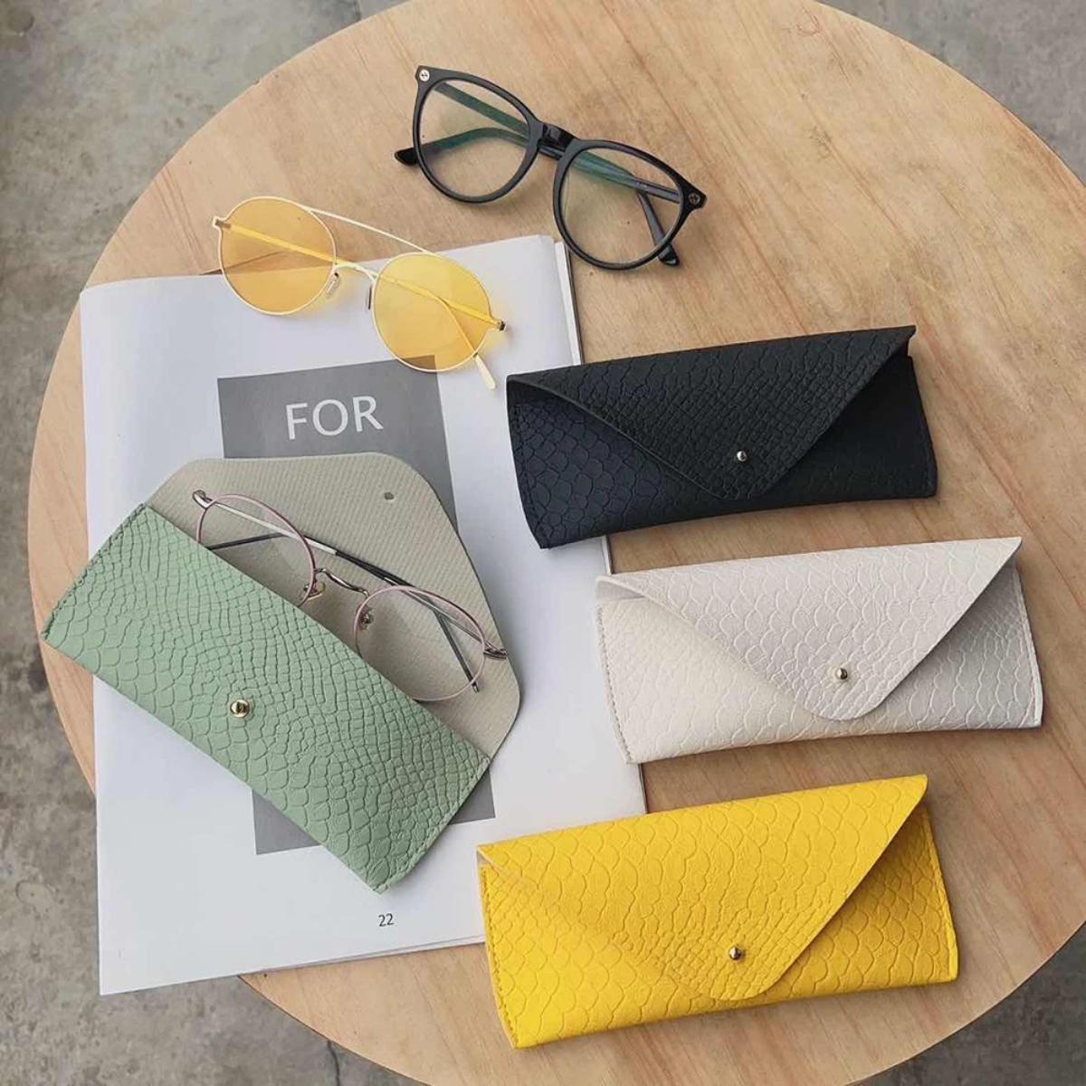1PC Snakeskin Pattern Glasses Case PU Leather Glasses Bag Fashion Lightweight Sunglasses Box Solid Color Simply Eyewear Cases dr. eyemo