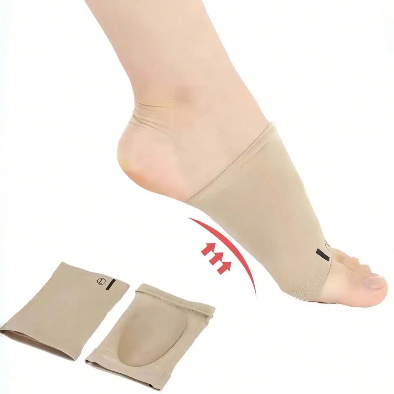 1 Pair Elastic Arch Support Pads, Slip-On Foot Protectors, Shock-Absorbing Running Insoles for Men & Women