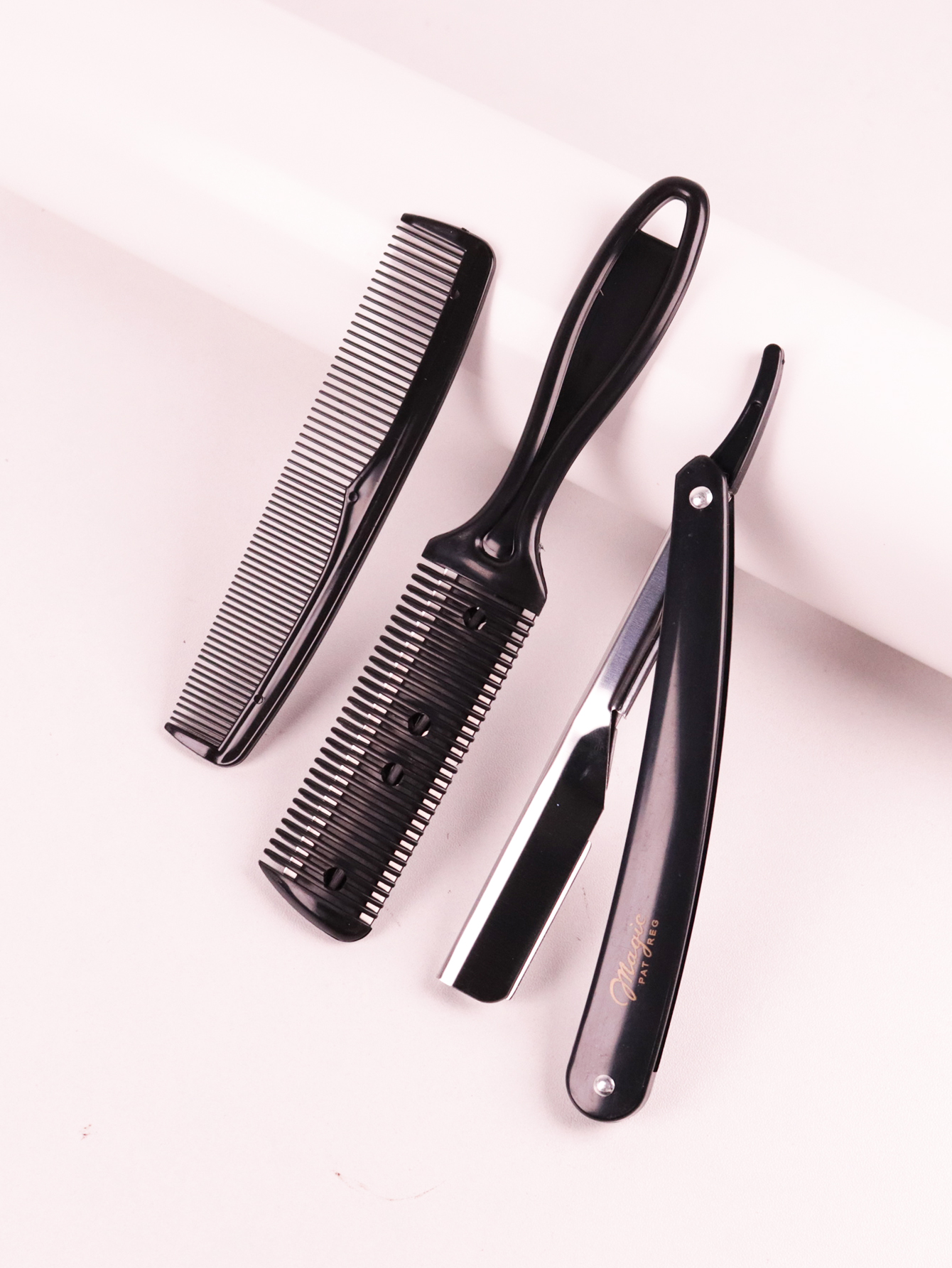 Razor Comb Set, Foldable Shaver, Double-Sided Hair Cutting Comb, Sparse Comb Special for Real Hair