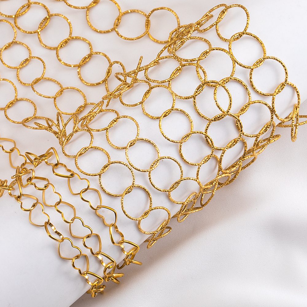1Meter Stainless Steel Geometry Hollow Round Heart Chain Hip Hop Punk Chain DIY Necklace Bracelet Bag Chains Material