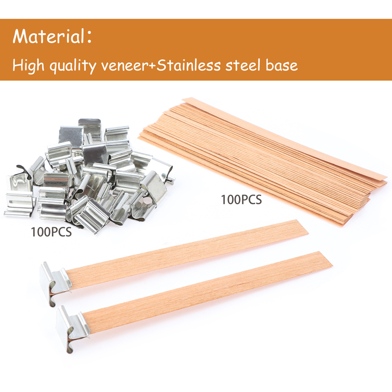 10Pcs/set Wooden Candle Wicks Cross with Iron Stands Cores Round Smokeless Natural Aromatic Making Supplies