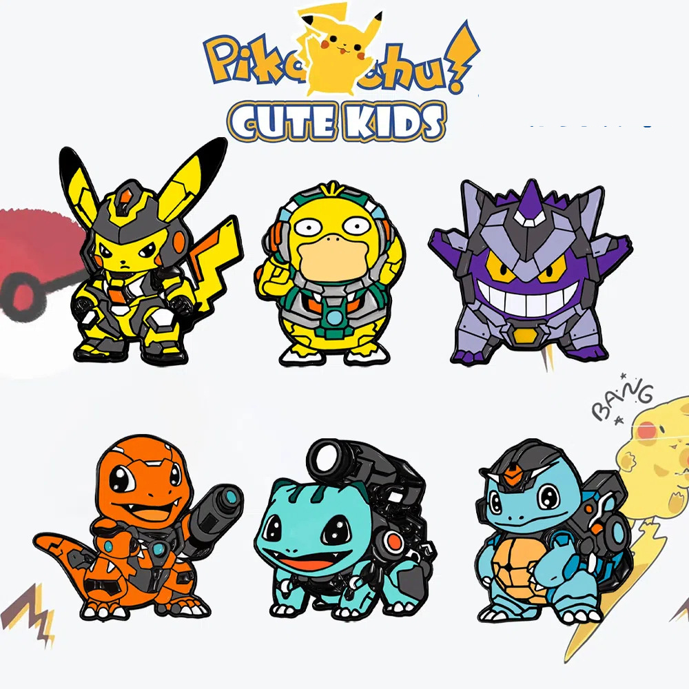 Cartoon Anime Pokemon Enamel Pins - Pikachu Squirtle Gengar Funny Cosplay Brooches Cartoon Badges Lapel Pin Collection for Fans