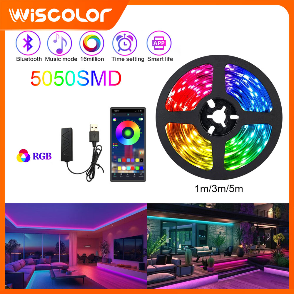 RGB LED Strip Lights Lamp Tape USB TV Backlight LED Lights Flexible Color Changing App Control Game Room Decoration Lighting