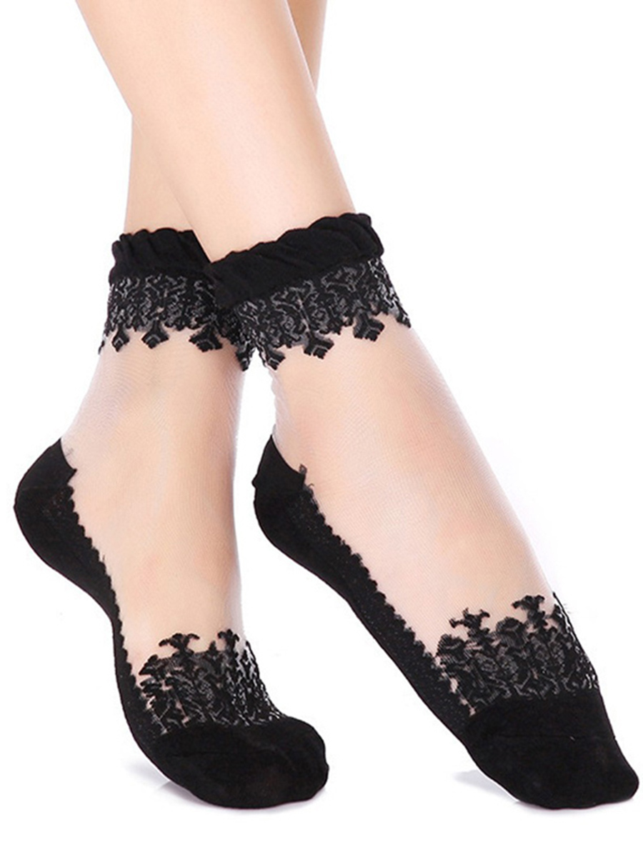 1 Pair/8 Pairs Women Polka Dot Socks Summer Lace Crystal Glass Silk Socks Short Thin Transparent Jacquard Elastic Ultra Socks