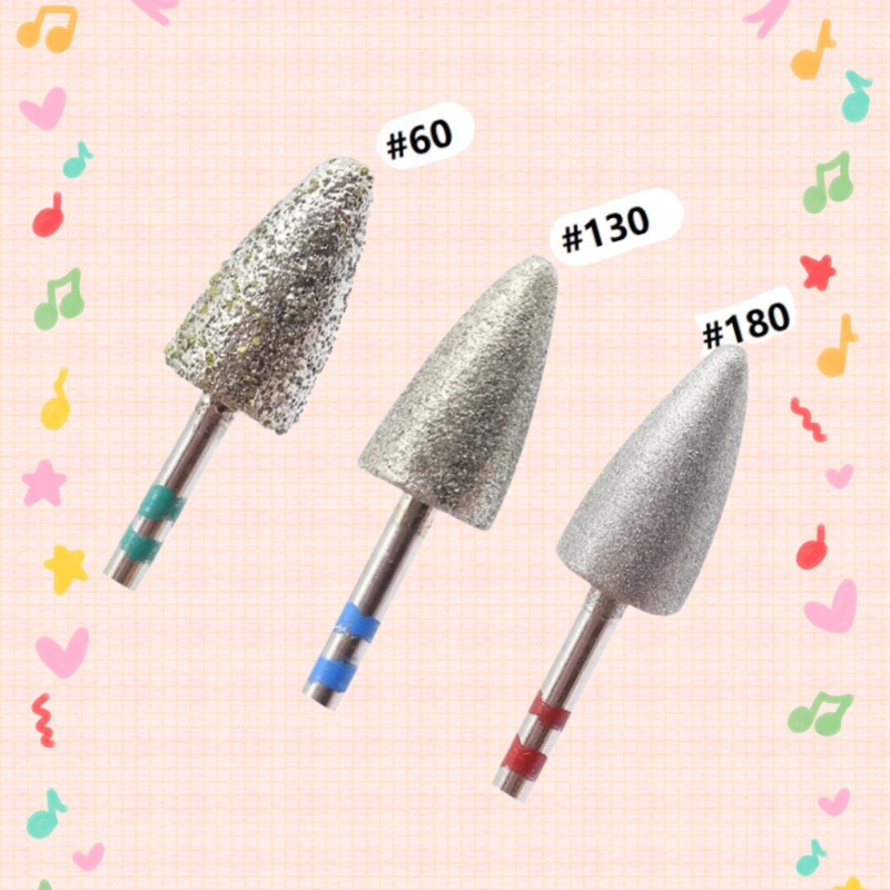 1Pcs #60 #130 #180 Diamond Pedicure Drill Bit 3/32" Rotary Burr Manicure Bits Drill Accessories Nail Drill Bit Foot Care Tools