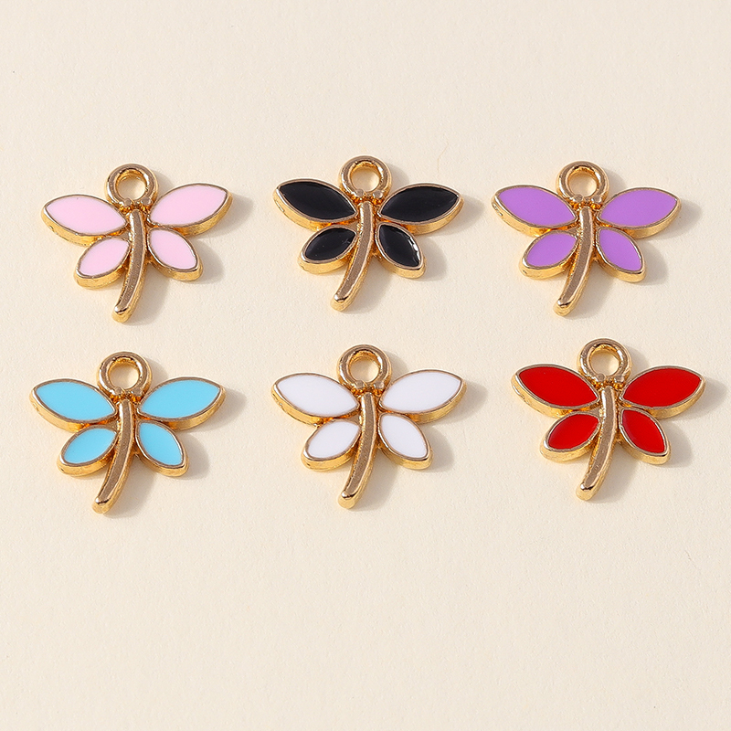 10pcs 14*13mm Kawaii Insect Mini Flying Dragonfly Charms Pendants for Necklaces Earrings DIY Jewelry Making Accessories