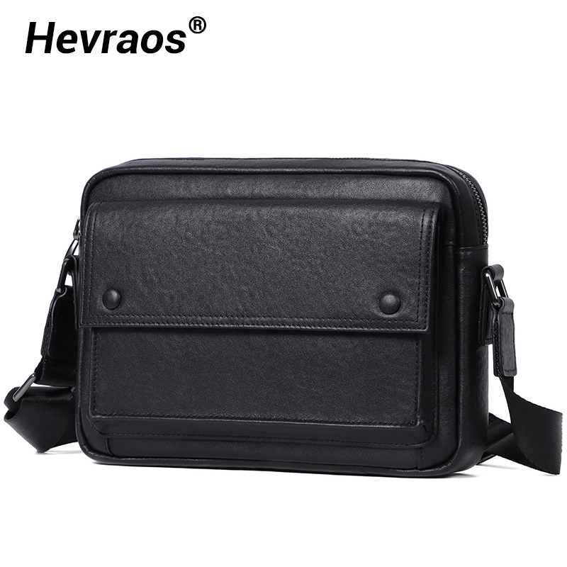 Casual Men's Shoulder Bag Genuine Leather Fashion Trend Messnger Bag Small Crossbody Bags Square Flap Handbag Purse