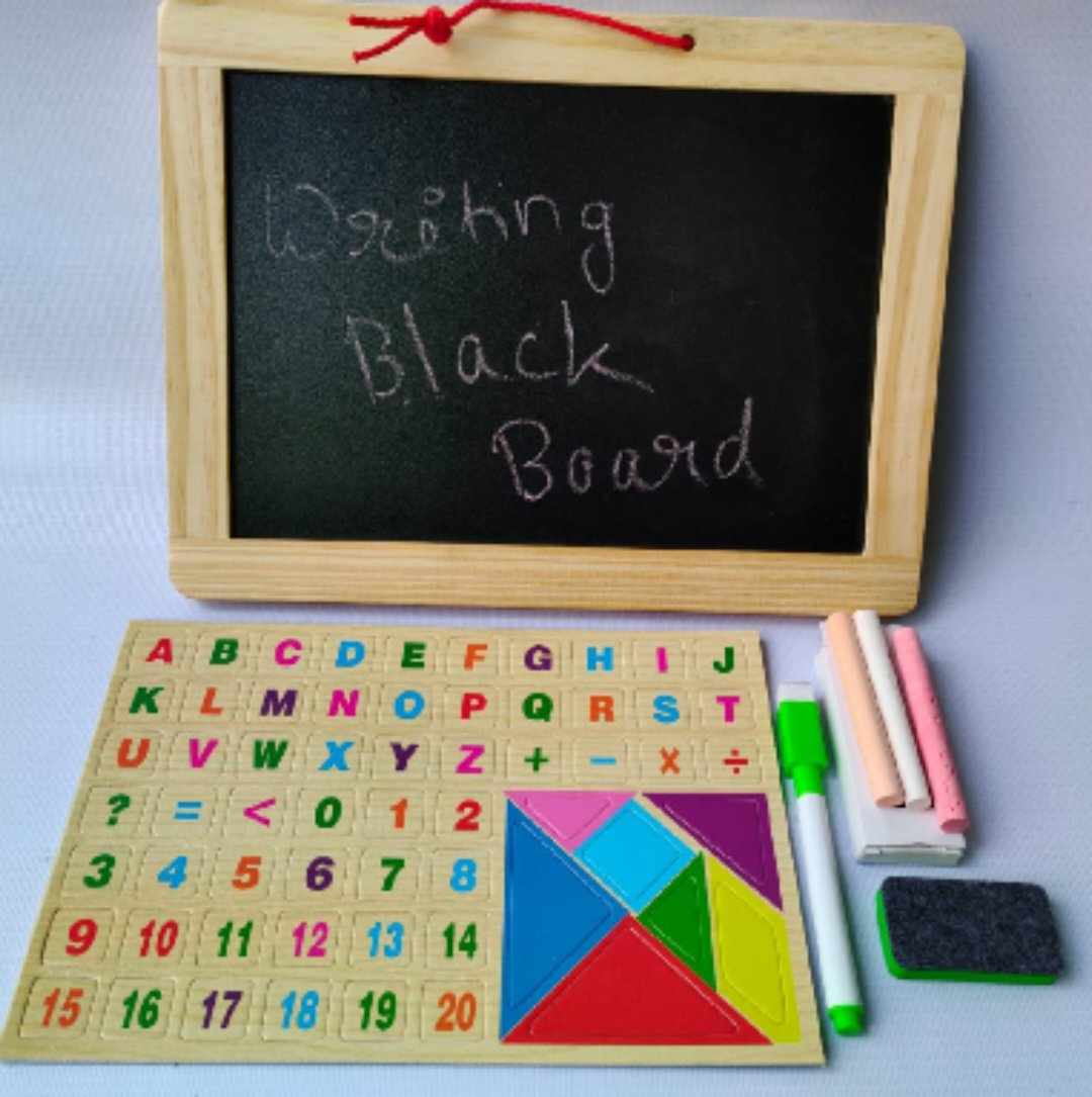 Educational Woolen Learning Set With Alphabets, Numbers, Diagrams, Hanging White Board, Black Board And Accessories