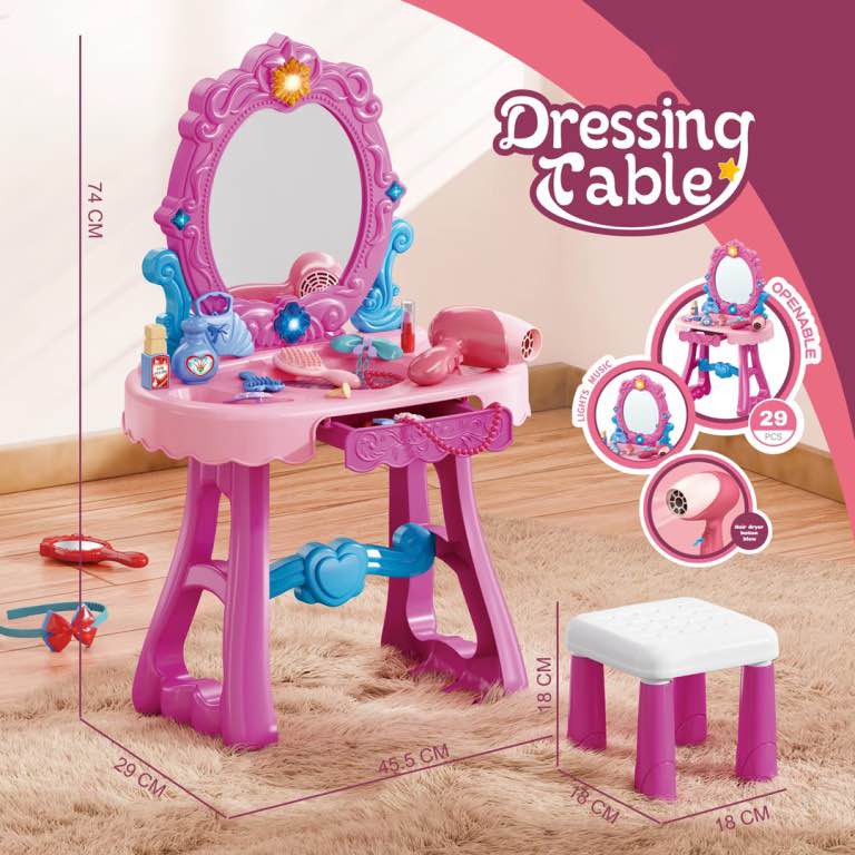 Luxury induction dressing and makeup table /Kids Makeup Vanity Set with Mirror, Lights & Accessories - Pretend Play Beauty Desk for Girls (Ages 3-8)