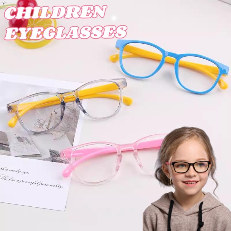 2Pcs Children Anti Radiation Eyeglasses Ultra Light Rectangle Frame Eye Protection Student Safety Silicone Computer Eyewear dr. eyemo