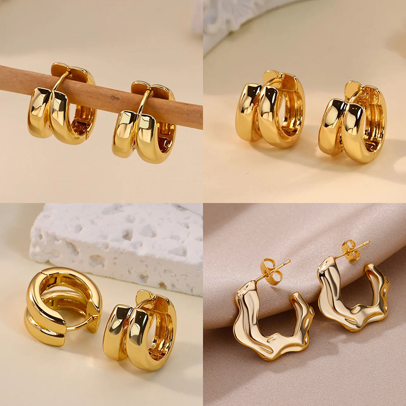 Colored Resin Hoop Earrings for Women Girls Gold Color Stainless Steel Earrings Trend 2025 Female Minimalist Jewelry Freeship