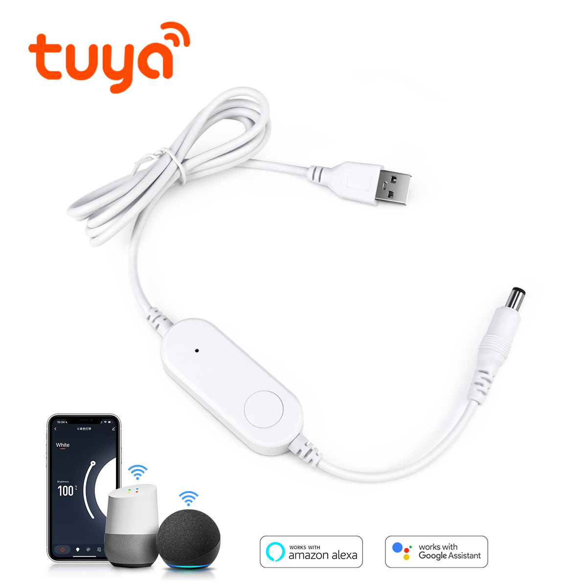 DC5V USB TUYA APP WiFi LED Controller Work With Smart life/Alexa/ home For 5V DC female Single Color LED strip Light lightify