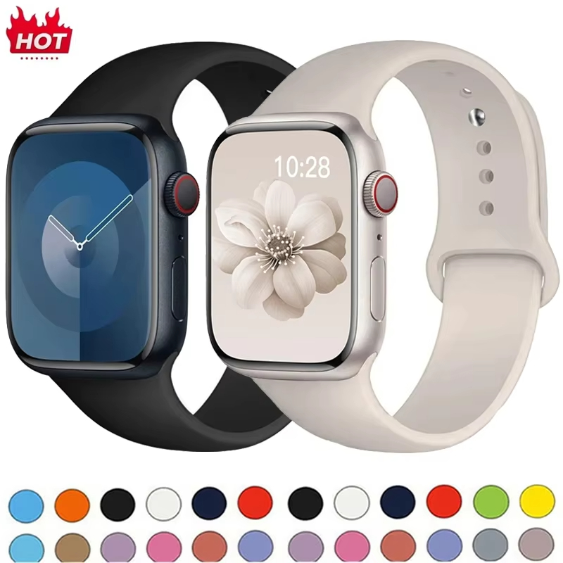 Original Silicone Strap for Watch Band 38/40/41/42/44/45/46MM 49mm Bracelet for Iwatch Serie 10 9 7 4 5 6 8 SE Ultra 2 3