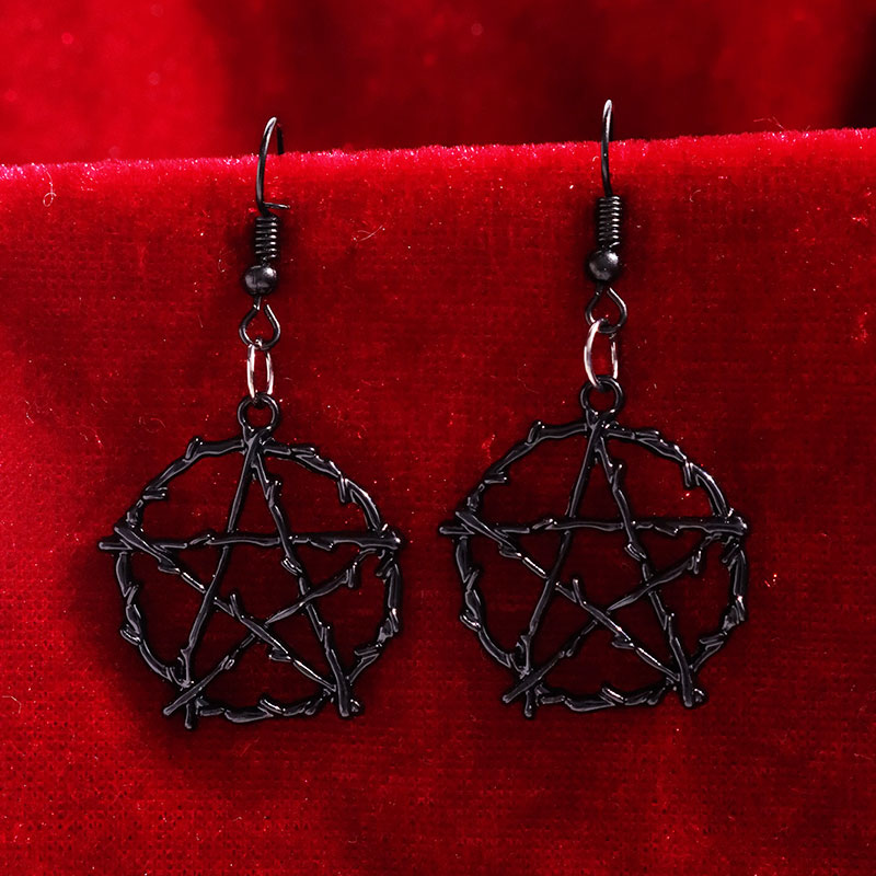 Gothic Pentagon Thorns Metal Star Drop Earring Dangle Harajuku Unique Halloween Five-pointed Star Y2K Jewelry 2023 NEW INS