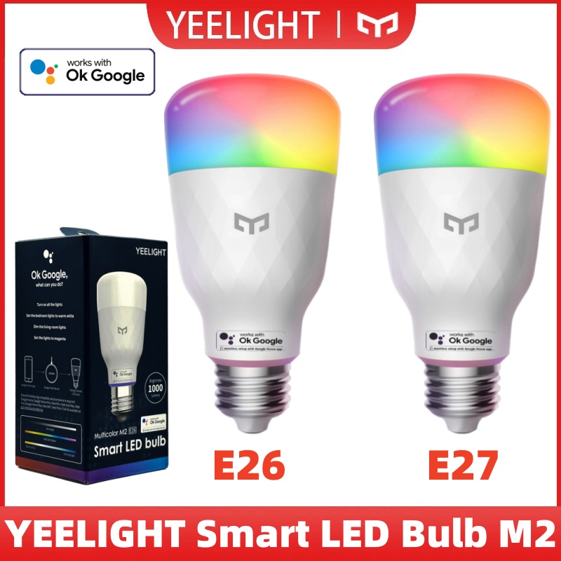 Yeelight Smart LED Bulb M2 Multicolor E26/E27 Bluetooth Connection 1700K-6500K Voice Control 1000 Lumens works with Ok Goolge lightify