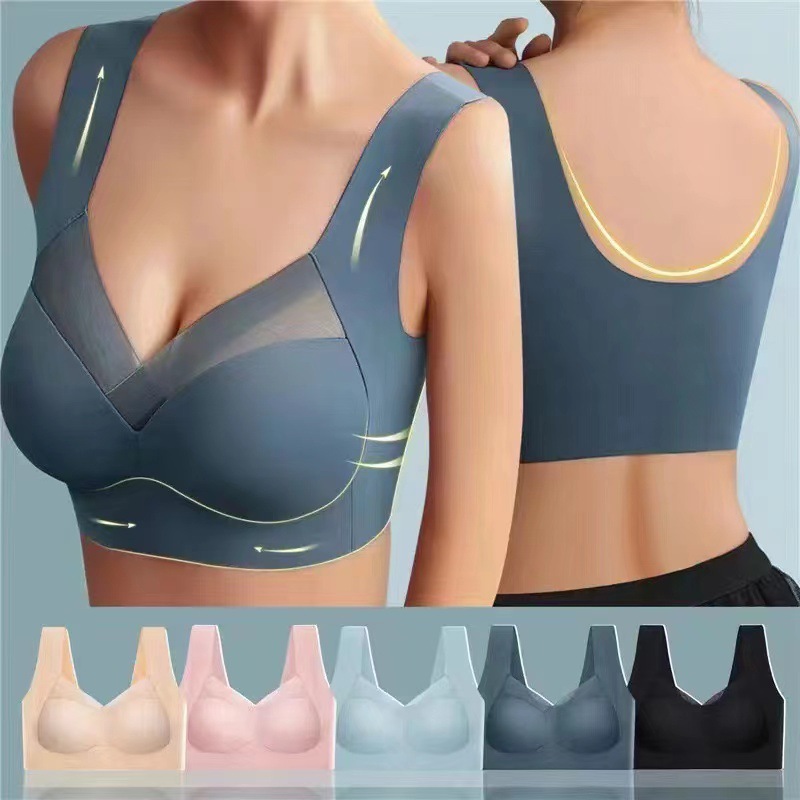 Woman Top Bra Push Up Bra Seamless Ice Silk Underwear Women Unwired Ring Sleep Lingerie Fitness Sports Bralette Invisible
