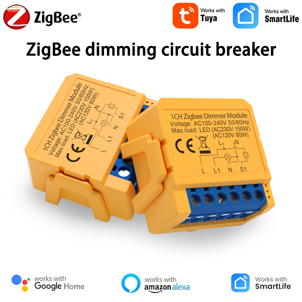 ZigBee Smart Dimmer Switch Module 1/2Gang Dimmer Light Switch Module Mini Circuit Breaker APP Remote Control Alexa Home lightify
