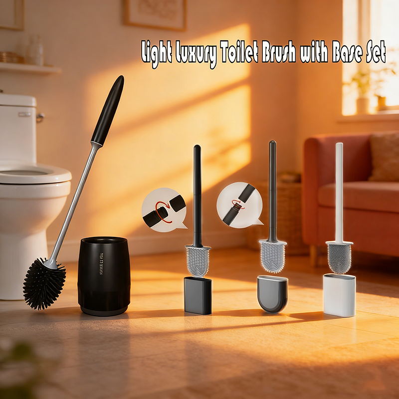 Luxury Silicone Toilet Brush With Base Set Household No Dead Angle Toilet Cleaning Brush Bathroom Scrubber Bathroom Accessories