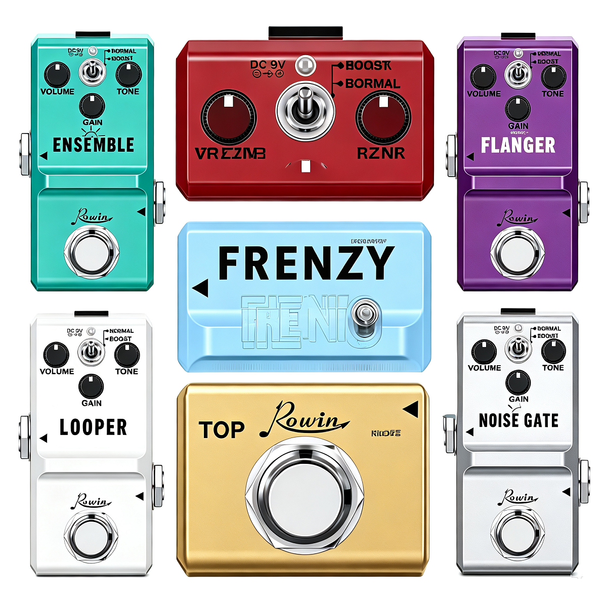 Rowin Nano Pedal Guitar Tube Drive Flanger Noise Gate Distiotion Analog Blues Overdrive Fuzz Looper Compressor Chorus Ensemble