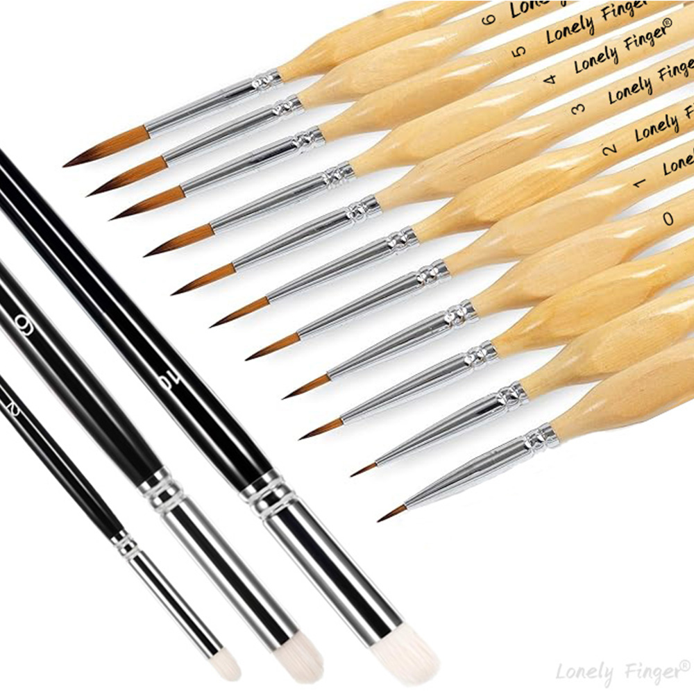 Miniature Paint Brushes & Dry Brush - Model Paint Brush Set for Acrylic Watercolor Oil, Detail Painting Drybrush Kit for Miniatu