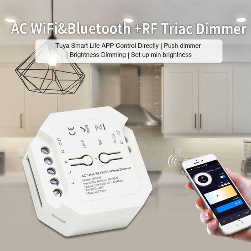 100-240V Triac WiFi & 2.4G RF & Tuya Zigbee Smart Knob Dimmer For Traditional Incandescent Halogen Lamps Triac Dimmable Lights