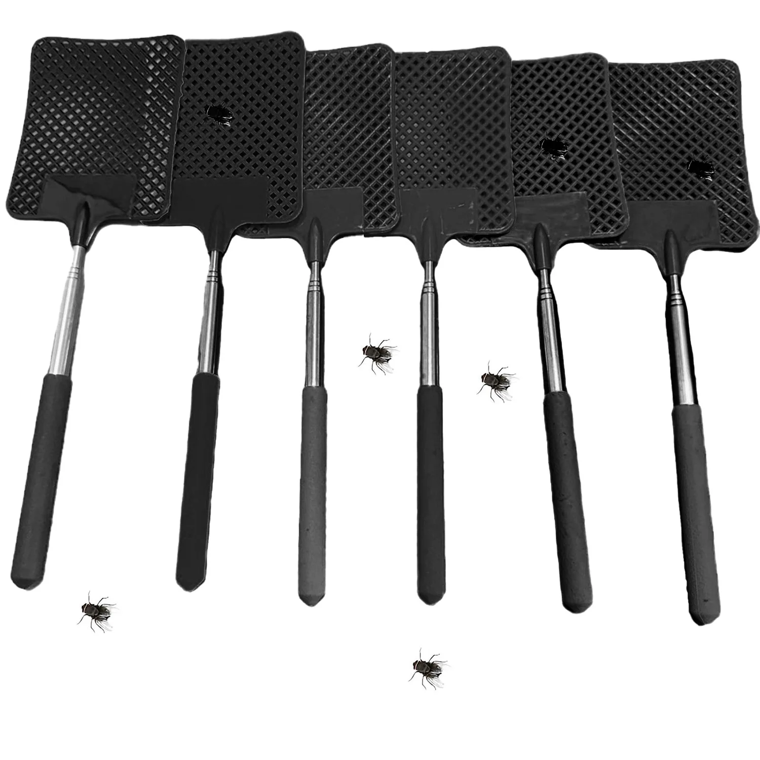 1PCS Telescopic Fly Swatters Durable Plastic Heavy Duty Flyswatter With Mosquito Repellent Tool Home Accessories Tools