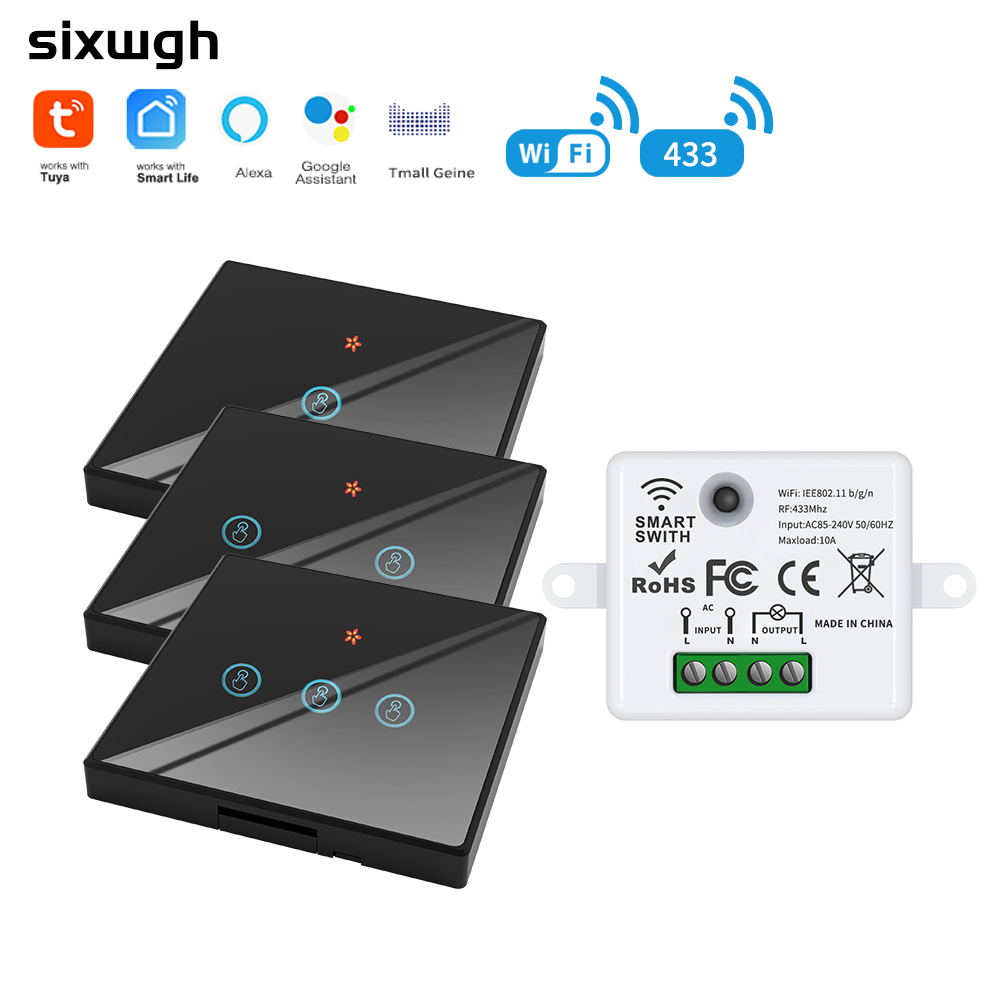WiFi + RF433MHz Smart Switch Kit, App & Voice Control, Long Range Remote Control, Wireless Light Switch for Home