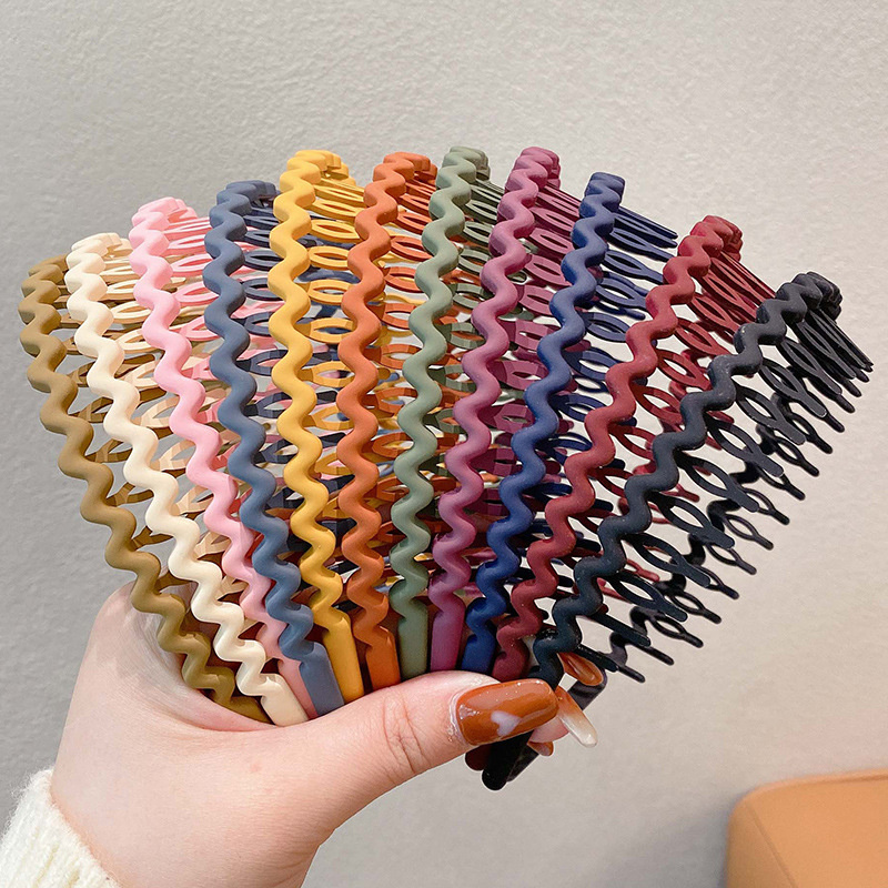 Elegant Solid Color Wave Hairbands For Women Trendy Toothed Non-slip Hair Combs Hair Accessories Girl Face Wash