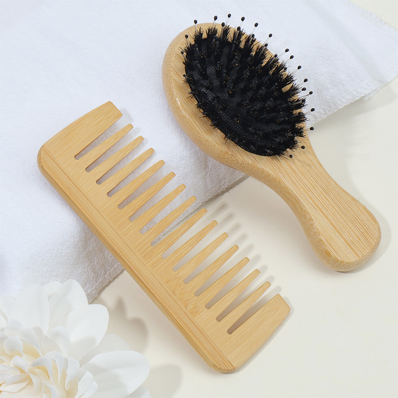 2pcs/1pcs Small Air Cushion Comb and Natural High Quality Wide Tooth Bamboo Comb, Smooth Hair Without Knots