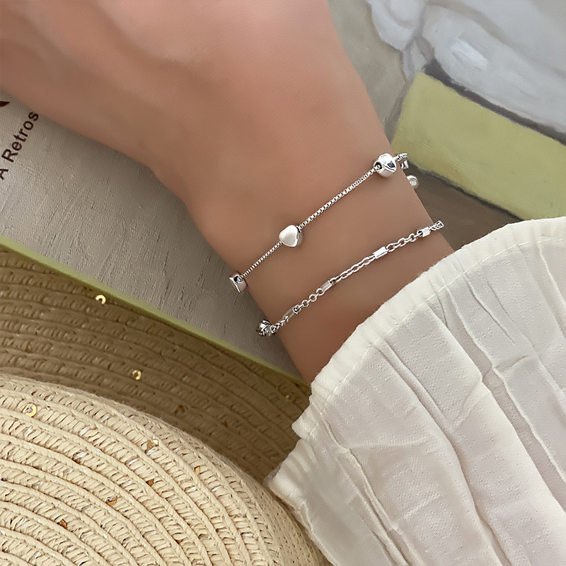 Karsyngirl 1Pcs Romantic Love Bracelets for Women Fashion Charm Chain Bracelet Silver Color Party s Jewelry
