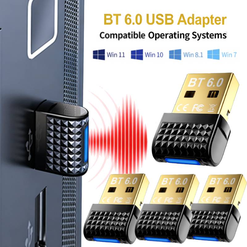 Bluetooth 6.0 Adapter USB BT Adapter Plug & Play Wireless Bluetooth Transmitter Receiver for BT Keyboard/Mouse/Headphone/Speaker