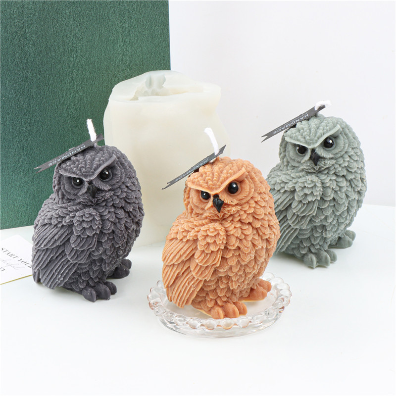 3D Cartoon Owl Silicone Candle Mold Diy Cute Little Animal Candle Making Supplies Handmade Soap Plaster Craft Resin Mold