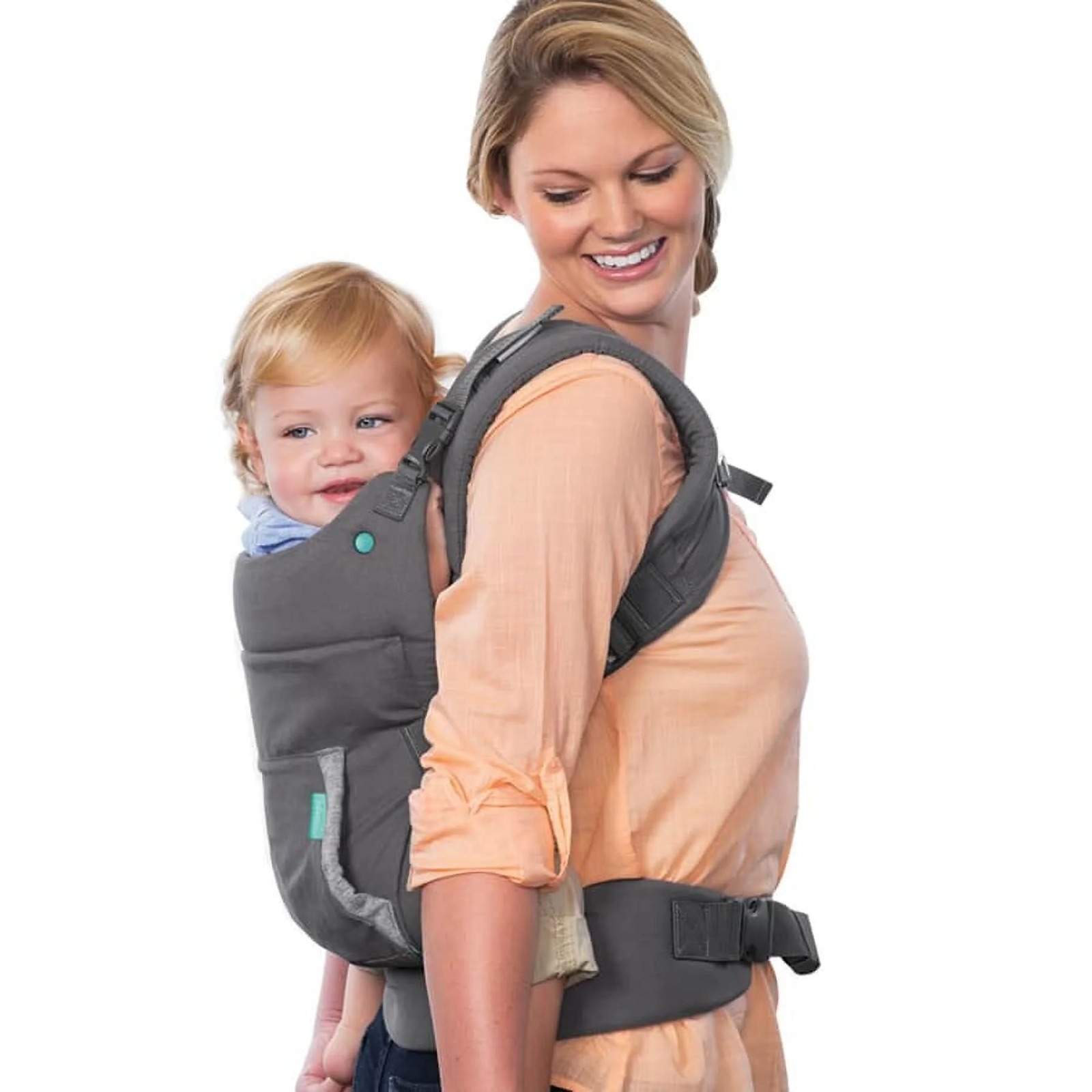 Ergonomic 4-in-1 Baby Carrier with Lumbar Support - Multi-Position Front and Back Carrier - Breathable Lightweight Fabric for Infants and Toddlers (8-32 lbs) - Charcoal Grey