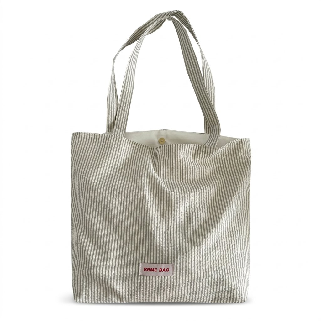 Original Design Classic Gray Striped Tote Bag Women's Commuter Versatile Large Capacity Shoulder Bag Canvas Bag Beach Bag