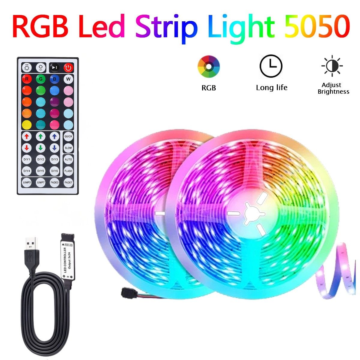 5V Low Voltage USB 5050 Colorful RGB Light Strip for Desktop TV Background Remote Control Mode Lighting Atmosphere Light Strip