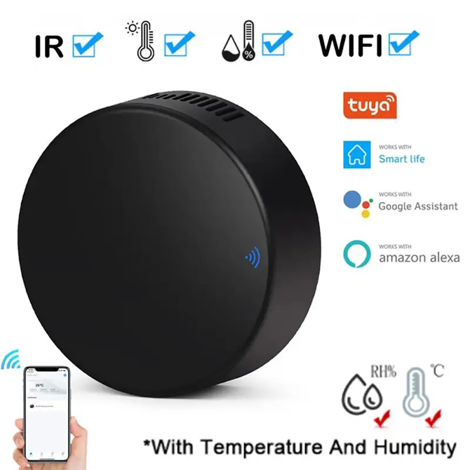 Tuya WiFi Smart IR Remote Controller Temperature and Humidity Sensor for Air Conditioner TV AC Work with Alexa Home Voice