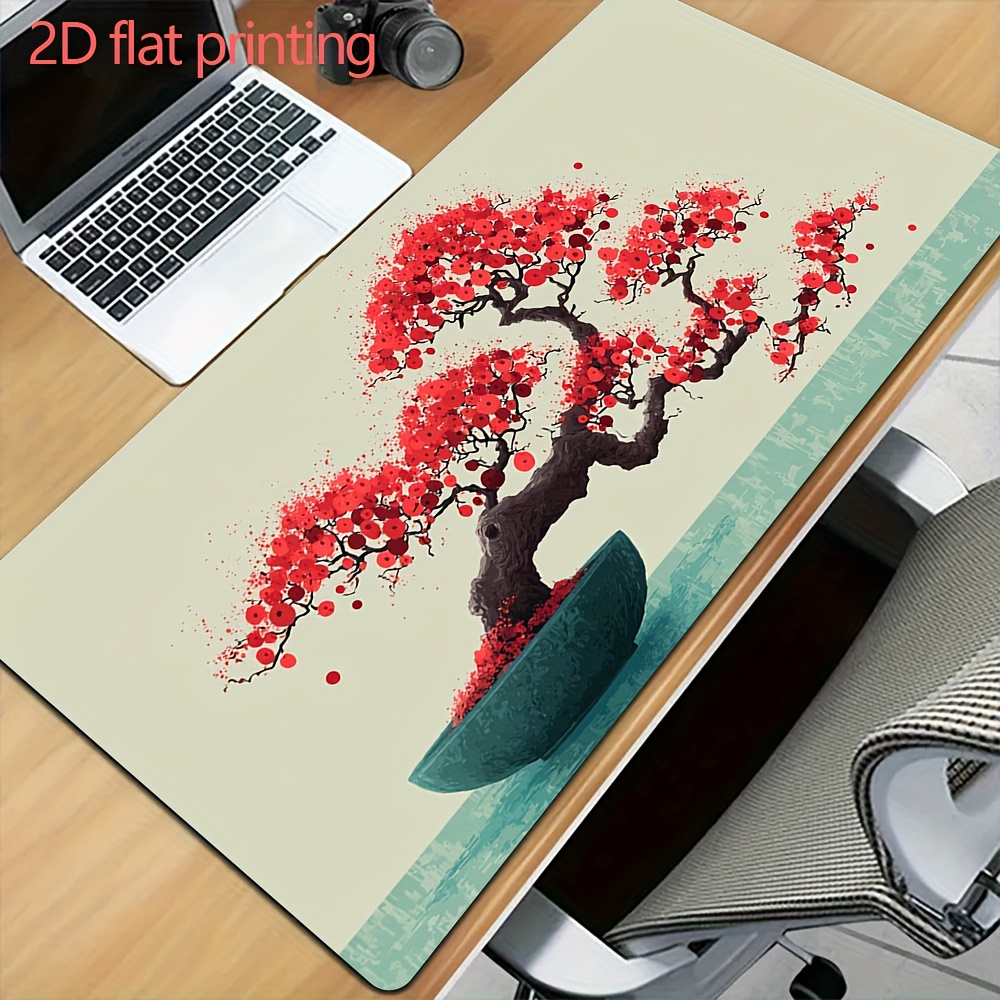 Red Maple Bonsai Tree Japanese Art Gaming Mouse Pad XXL Large Desk Mat Non-slip Keyboard Pad for PC Gamer