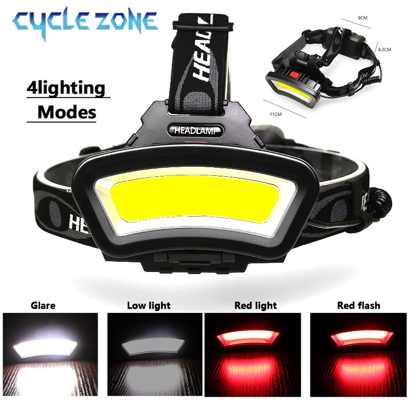 COB LED Headlamp USB Rechargeable Red White Light Fishing Headlight Waterproof Night Outdoor Camping Hunting Head Light Lantern