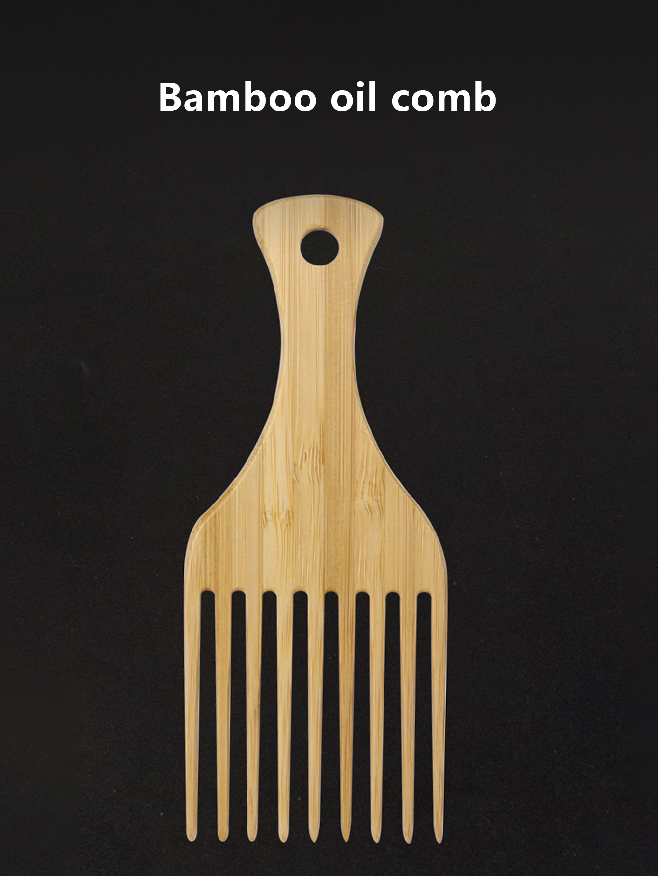 1 pcs natural bamboo and wood African style fork comb,wide toothed hair comb,anti static hairstyle tool,plug in curly hair comb