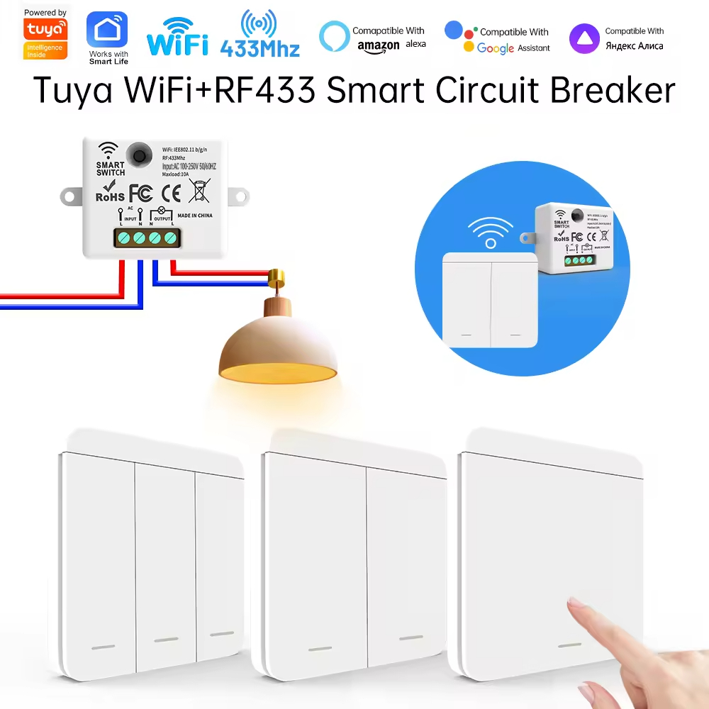 Wireless RF433 Smart Light Switch 10A Assistant /Yandex Alice Voice Control Wireless Remote Control switch lightify