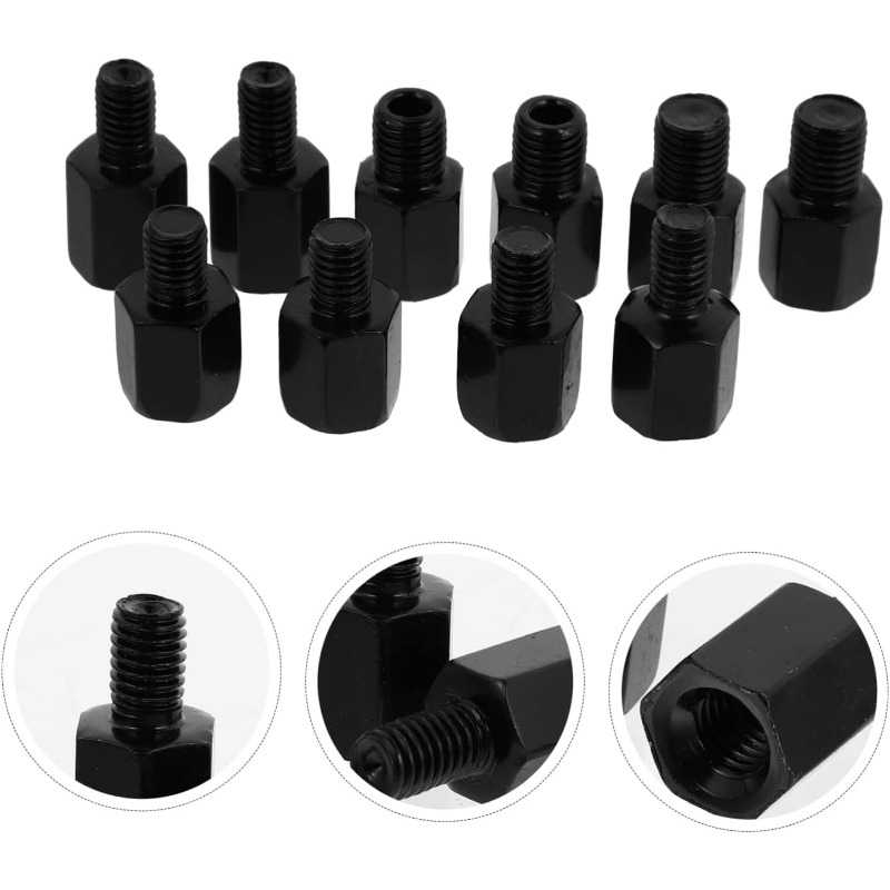1Pair Black Motorcycle Mirror Adapters M10 10MM M8 8MM Rearview Mirrors Conversion Bolt Clockwise Anti-clock Right Left Thread