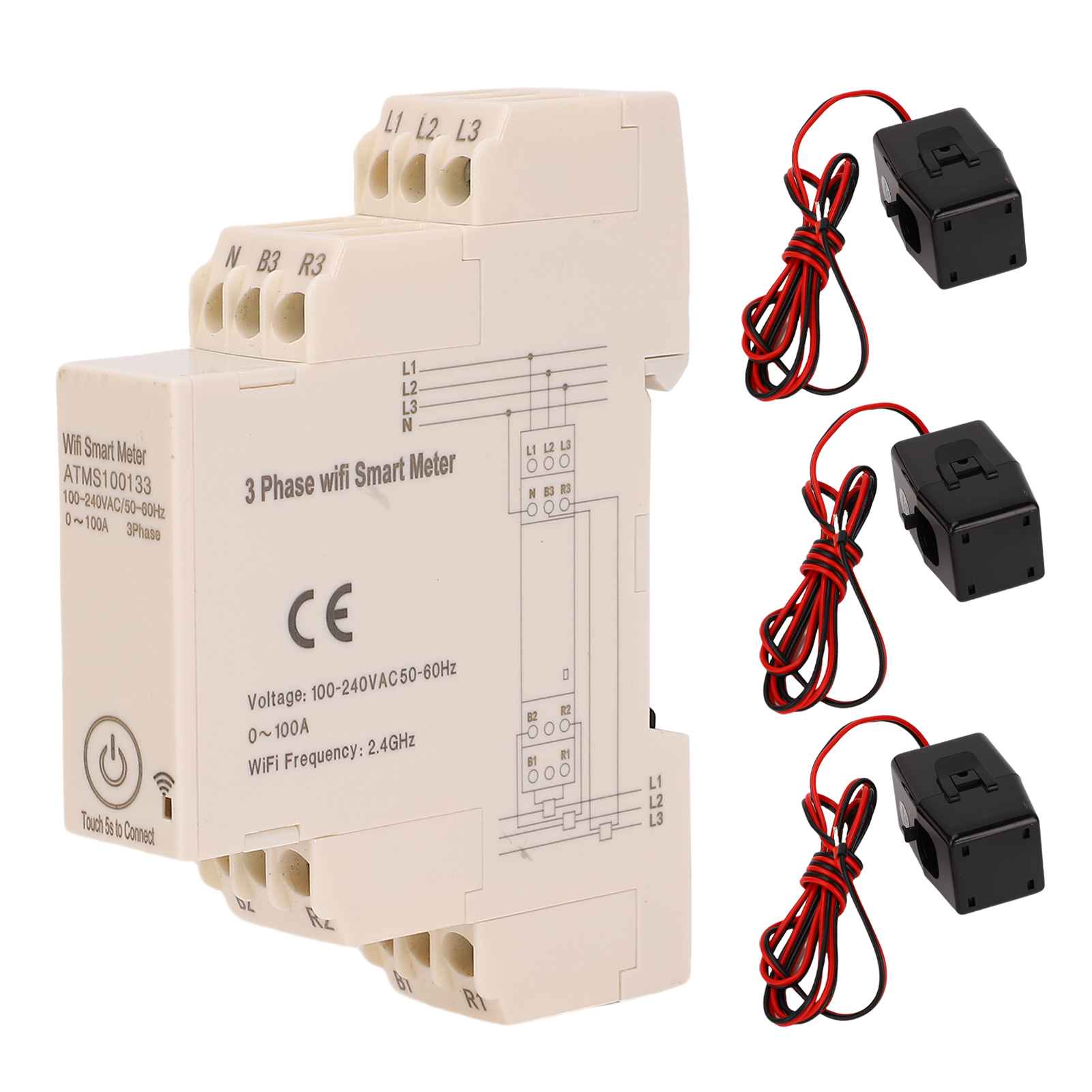 Smart Power Meter APP Monitoring Remote Control WiFi Energy Meter Measurement 3 Phase with 3 Current Sensors for School