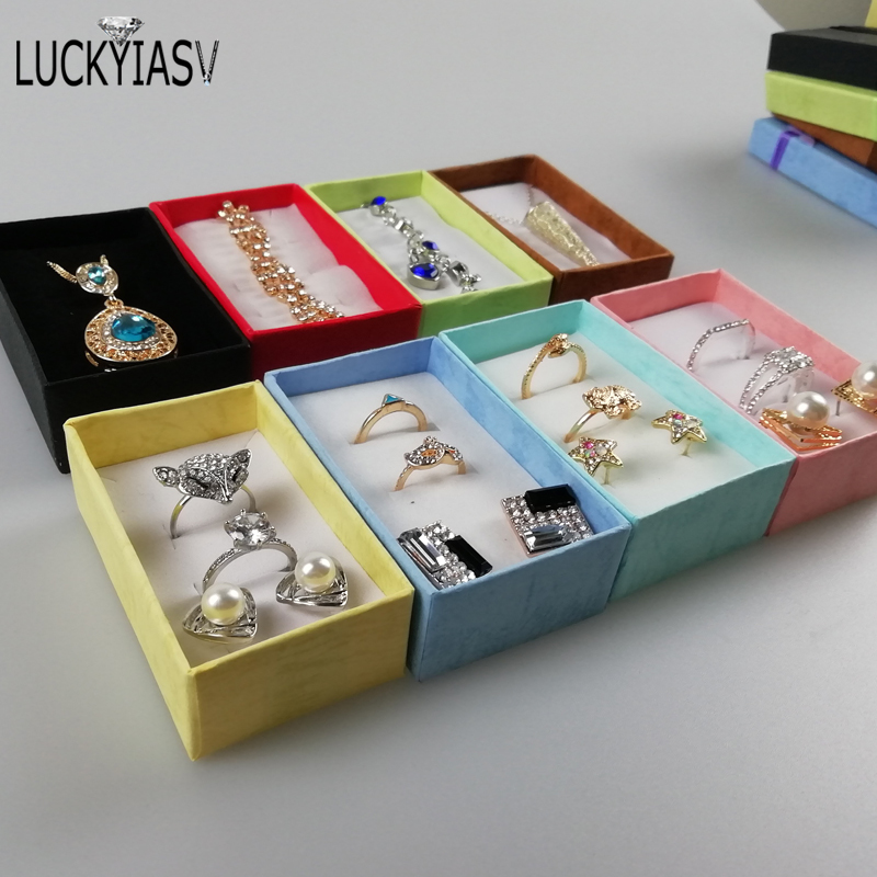12pcs/lot Jewelry Organizer Storage Gift Box Necklace Earrings Ring Box Paper Jewellry Packaging Container Bow Box