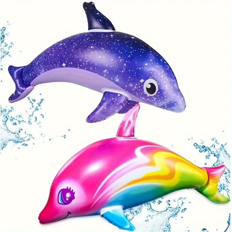 1pc Colorful Purple Inflatable Dolphin Model Air Cushion, Summer Beach Swimming Pool Game, Water Sports Party Decoration