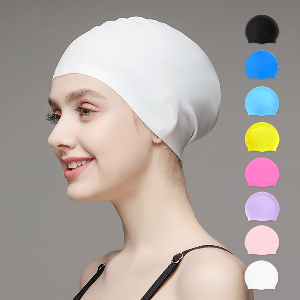 Unisex Silicone Swim Cap Waterproof Swimming Hat Non Slip Bathing Pool Hat Elastic Silicone Cap for Long and Short Hair