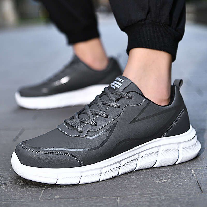New Leather Sneakers Breathable Men Casual Shoes Comfortable Walking Shoes Non-Slip Outdoors Hiking Shoes Fashion Men's Shoes