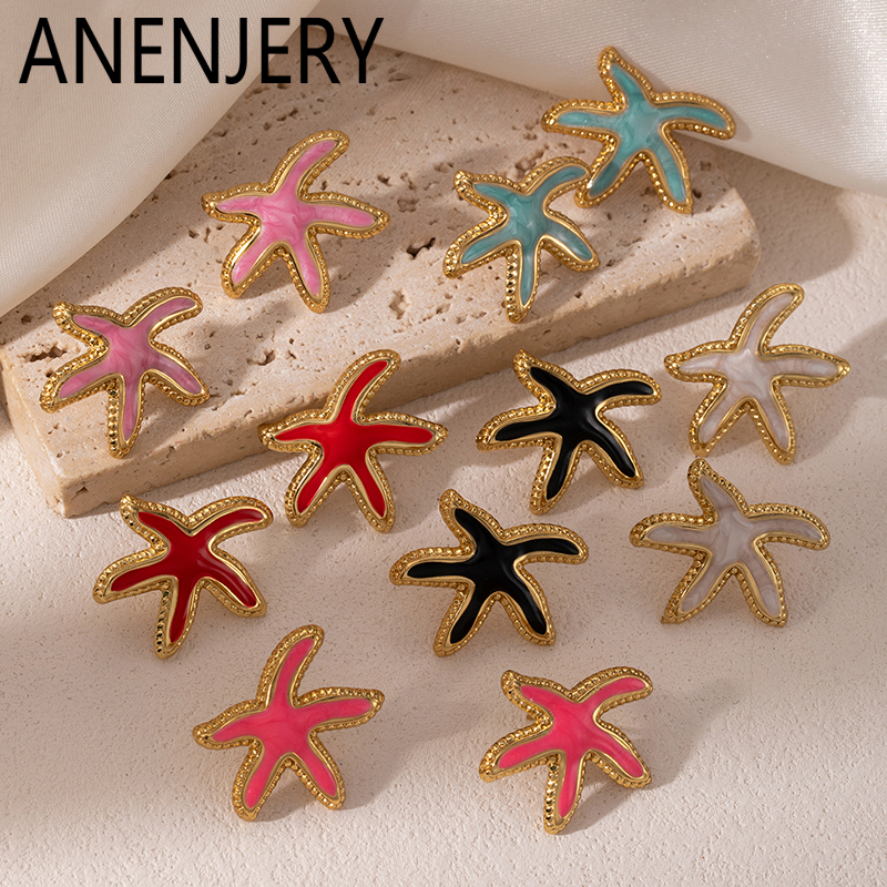 ANENJERY 316L Stainless Steel Geometric Bamboo Joint Hoop Earrings for Women Personality Creative Earrings Jewelry