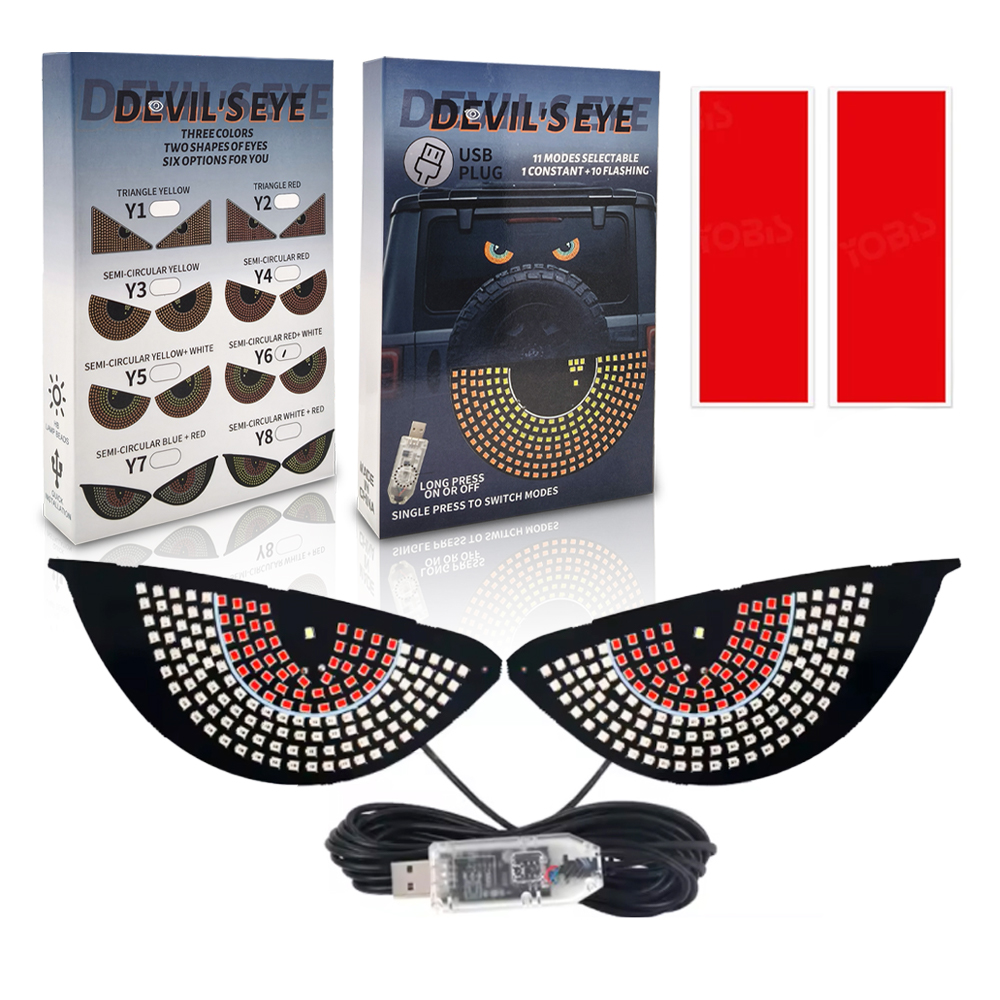 Truck Devil's Eye Light RGB Dynamic Demon Eye Decorative Light Led Display Decor Pixel Panel Windshield USB 5V Multi-Mode Lamp dr. eyemo