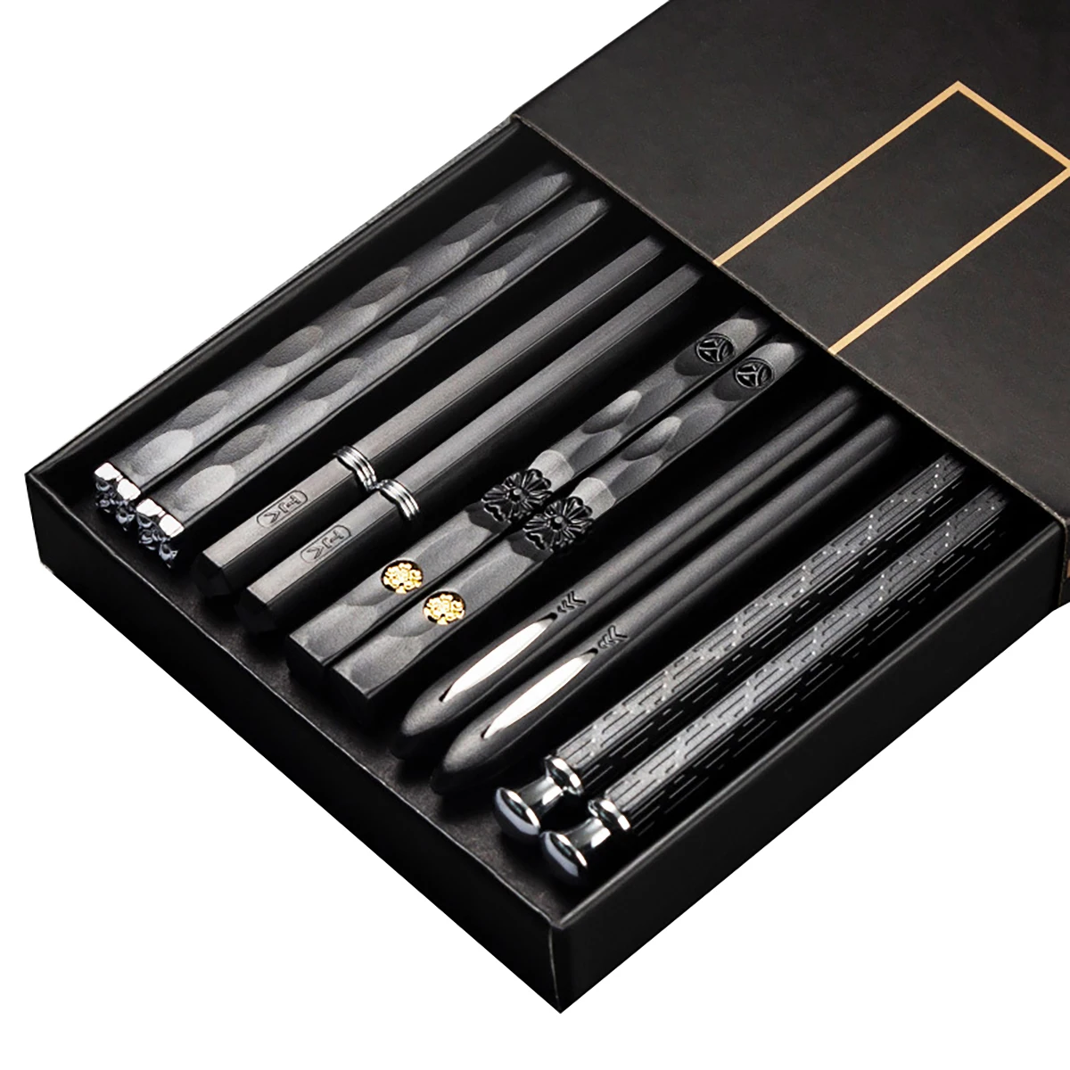 5 Pair Non-Slip Reusable Chopsticks Japanese Sushi Chop Sticks Set Chinese Gift Chopsticks Tableware Gift Kitchen
