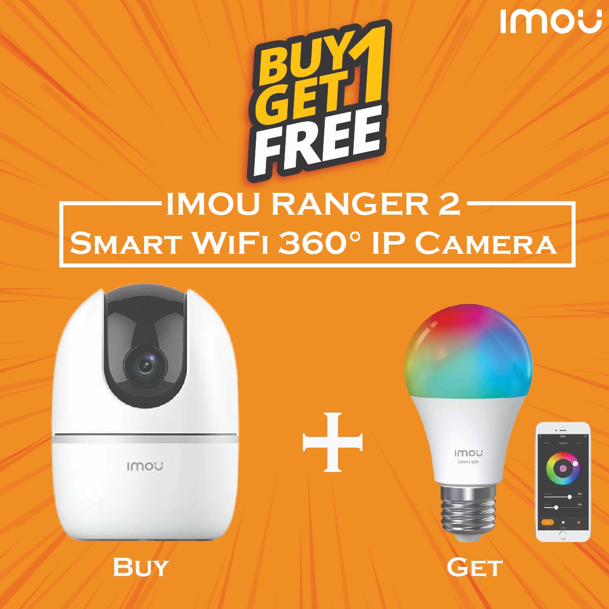 imou wirless camera and smart led wifi bulb combo